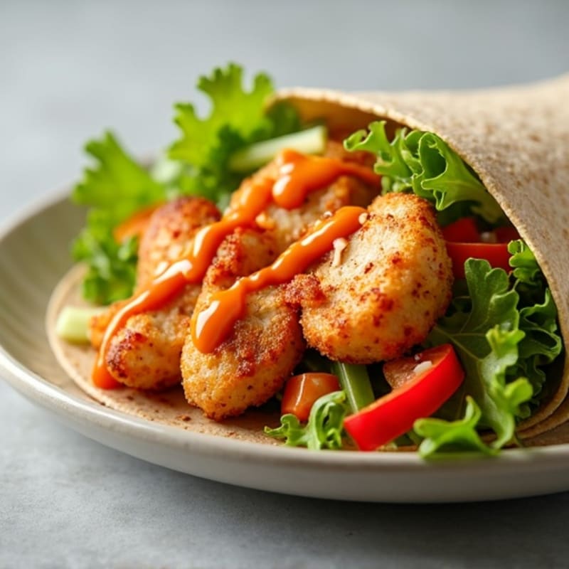 Crispy Buffalo Chicken Wrap with Fresh Veggies