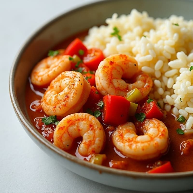 Spicy Shrimp and Chicken Gumbo with Cauliflower Rice