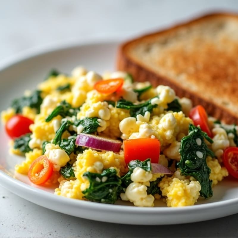 Egg White Veggie Scramble with Cottage Cheese