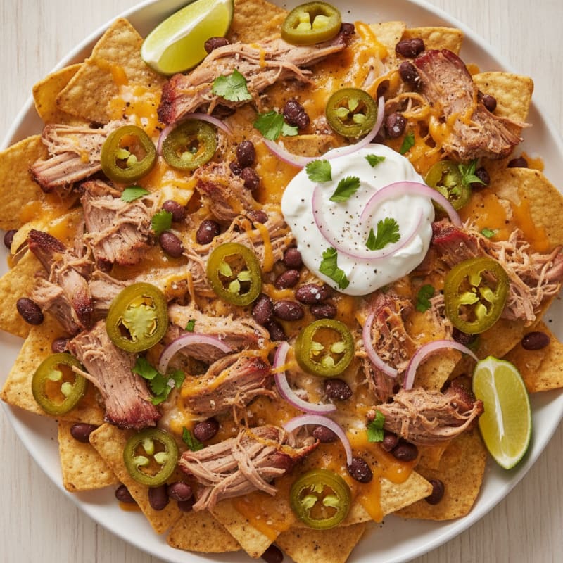 Pulled Pork Nachos with Pickled Jalapeños