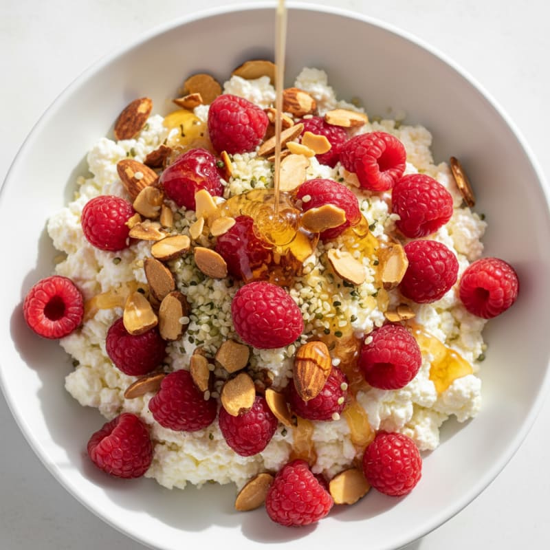 Cottage Cheese and Berry Protein Bowl with Almonds