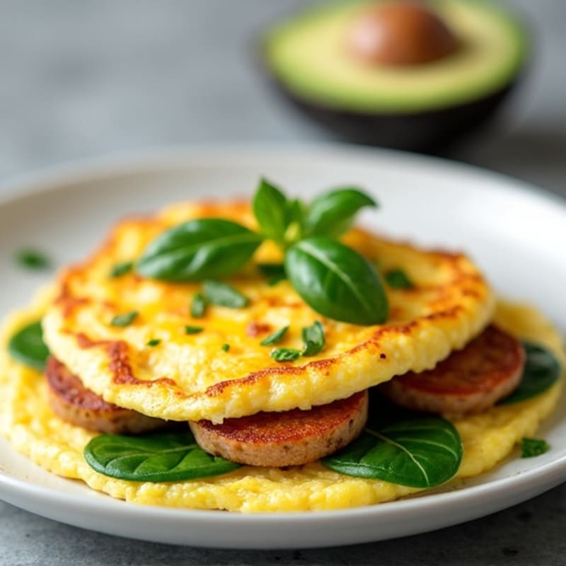 Egg White Omelette with Turkey Sausage and Spinach