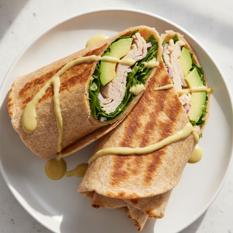 Grilled Turkey and Avocado Wrap with Crunchy Romaine
