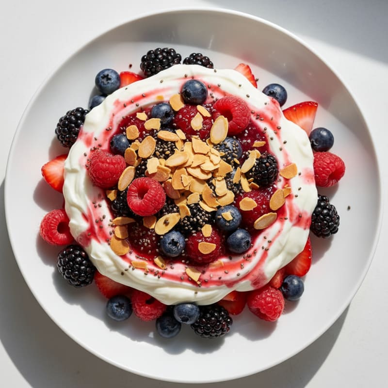 Greek Yogurt Protein Parfait with Mixed Berries
