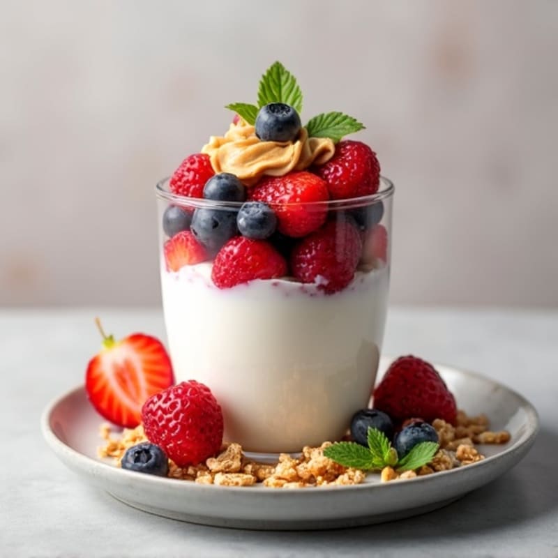 Creamy Greek Yogurt Parfait with Mixed Berries and Almond Butter