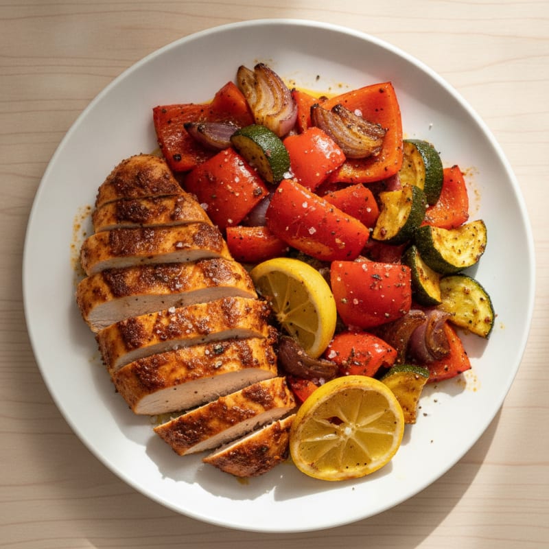Spicy Harissa Chicken with Roasted Vegetables