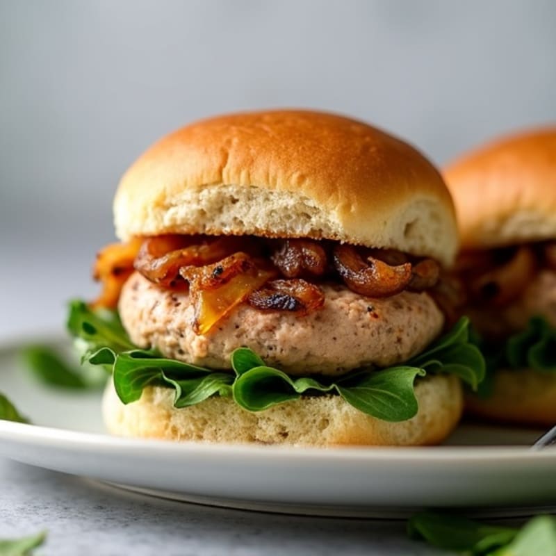 Juicy Turkey Spinach Sliders with Caramelized Onions