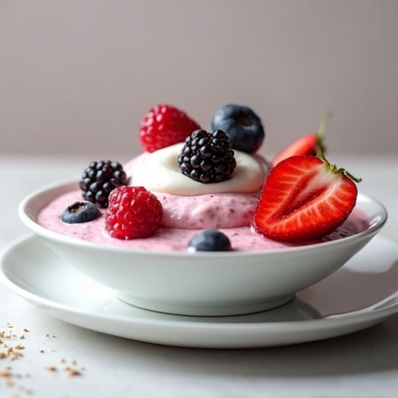 Greek Yogurt Protein Mousse with Mixed Berries