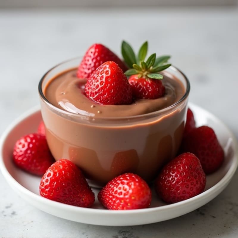 Silky Chocolate Protein Pudding with Fresh Strawberries