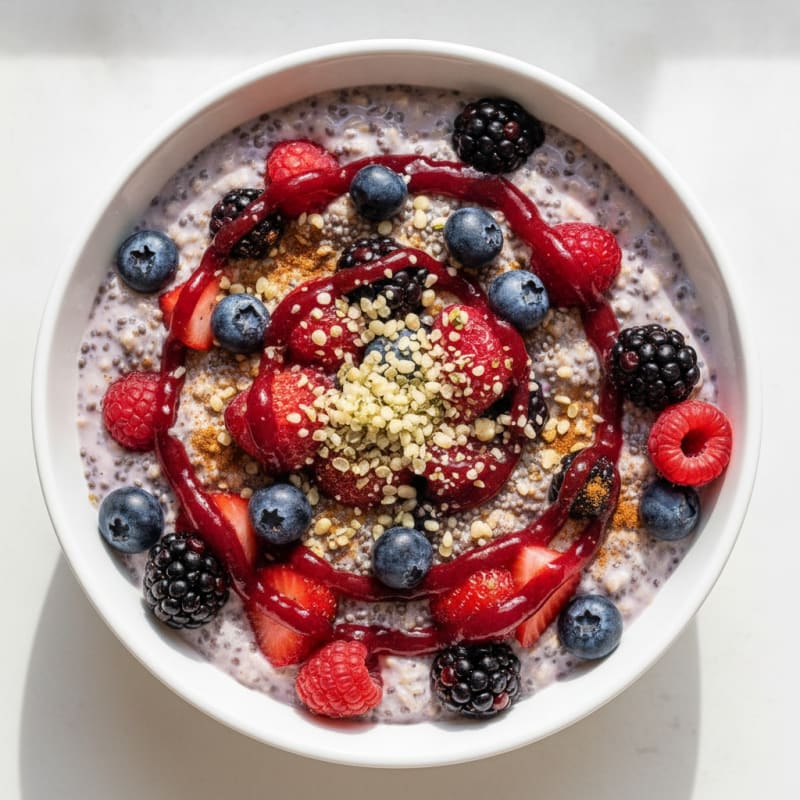 High-Protein Berry Chia Overnight Oats
