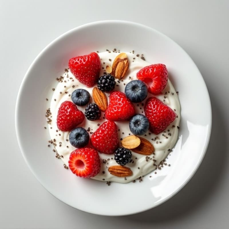 Creamy Greek Yogurt with Chia Seeds, Fresh Berries, and Toasted Nuts