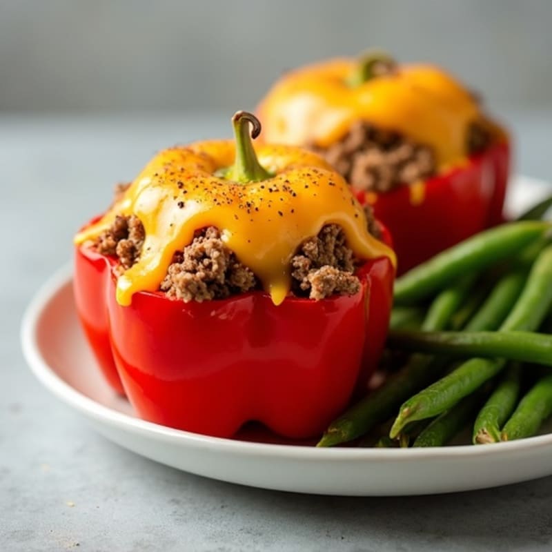 Cheesy Ground Beef and Turkey Stuffed Bell Peppers
