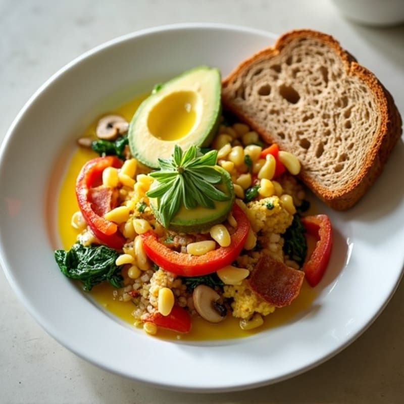 Egg White Veggie Scramble with Turkey Bacon