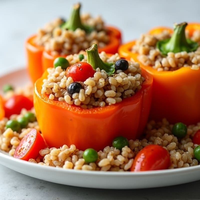 Baked Lean Ground Turkey and Brown Rice Stuffed Bell Peppers