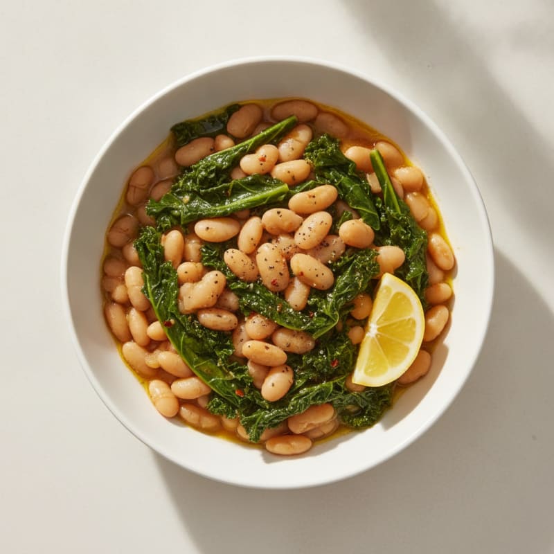 Braised White Beans with Garlicky Greens