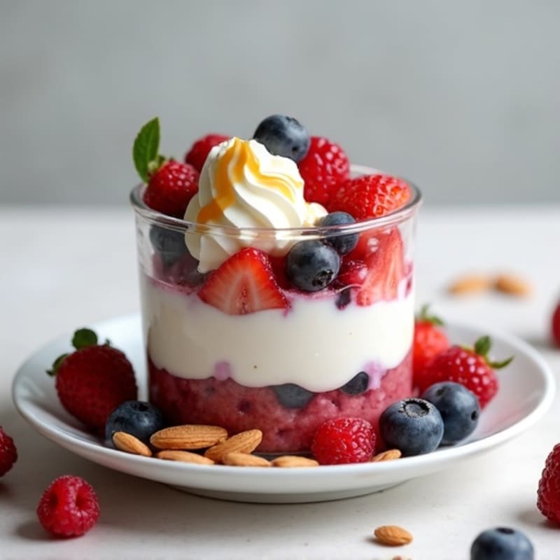 Greek Yogurt Protein Parfait with Mixed Berries and Almonds