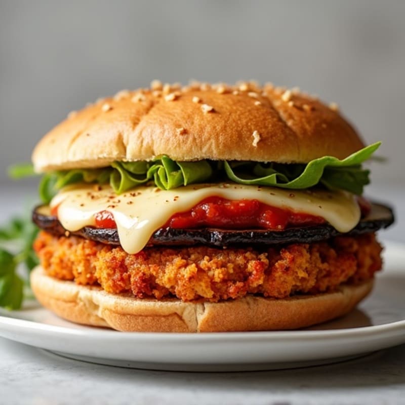 Crispy Baked Eggplant Parmesan Sandwich