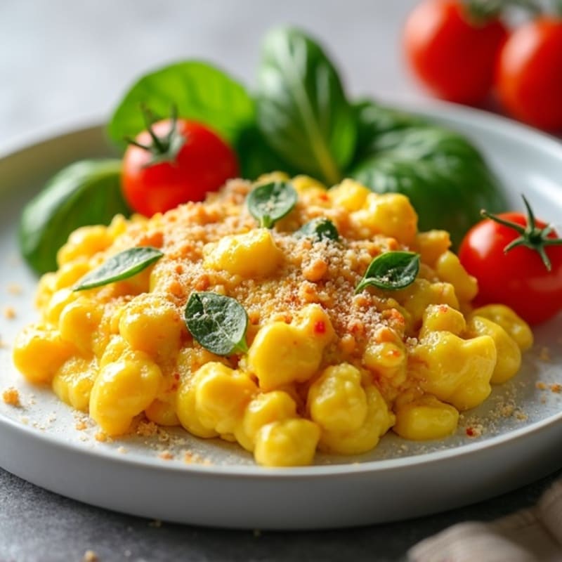 Fluffy Egg Scramble with Fresh Spinach and Cherry Tomatoes