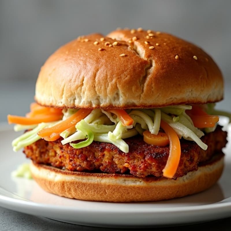 Crispy Smoky BBQ Tempeh Sandwich with Fresh Slaw