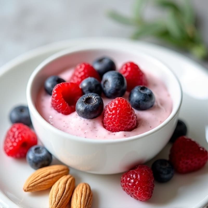 Greek Yogurt Protein Pudding with Mixed Berries