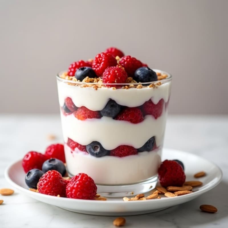 Creamy Greek Yogurt Parfait with Fresh Berries and Almonds