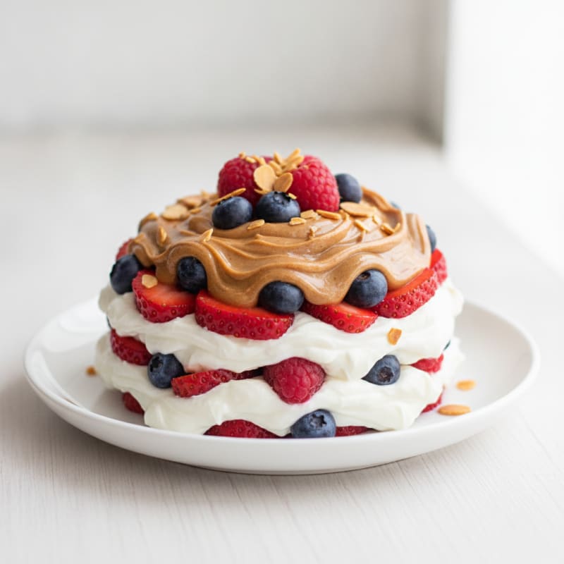 Greek Yogurt Protein Parfait with Mixed Berries and Almond Butter