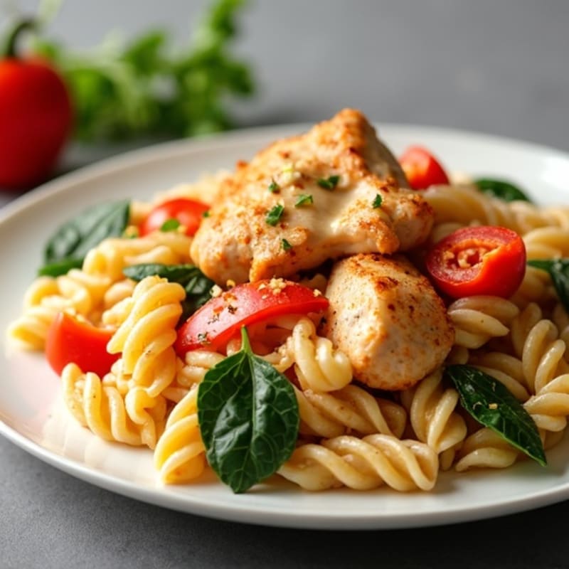 Creamy Spicy Cajun Chicken and Vegetable Whole Wheat Pasta