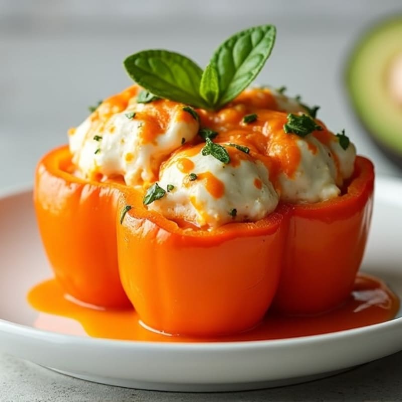 Creamy Buffalo Chicken Stuffed Bell Peppers