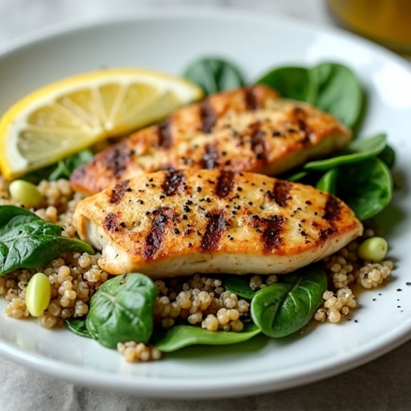 Grilled Chicken and Quinoa Salad with Spinach