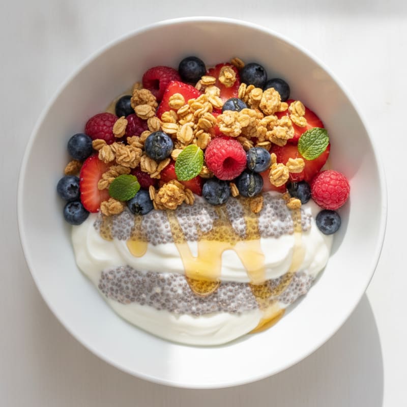 Creamy Greek Yogurt Parfait with Chia and Mixed Berries