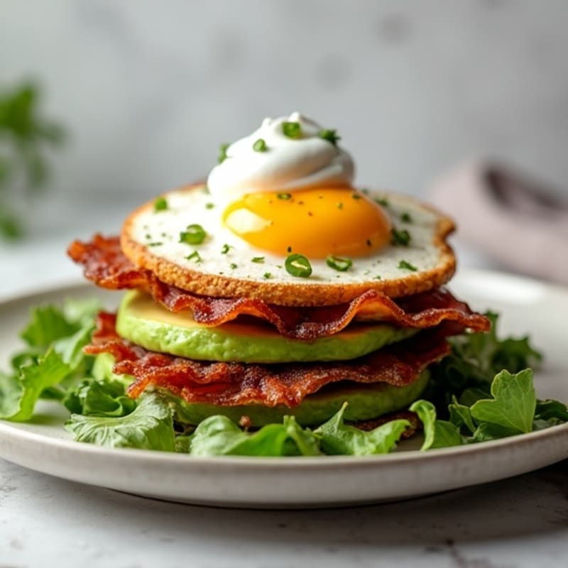Crispy Turkey Bacon & Avocado Stack with Greens