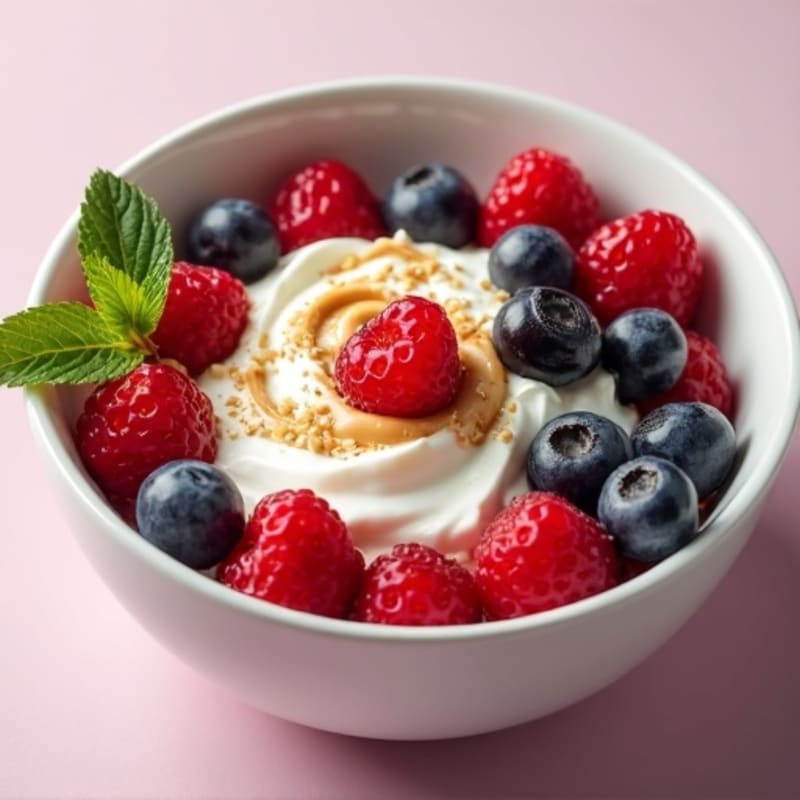 Silky Greek Yogurt Protein Bowl with Almond Butter and Berries