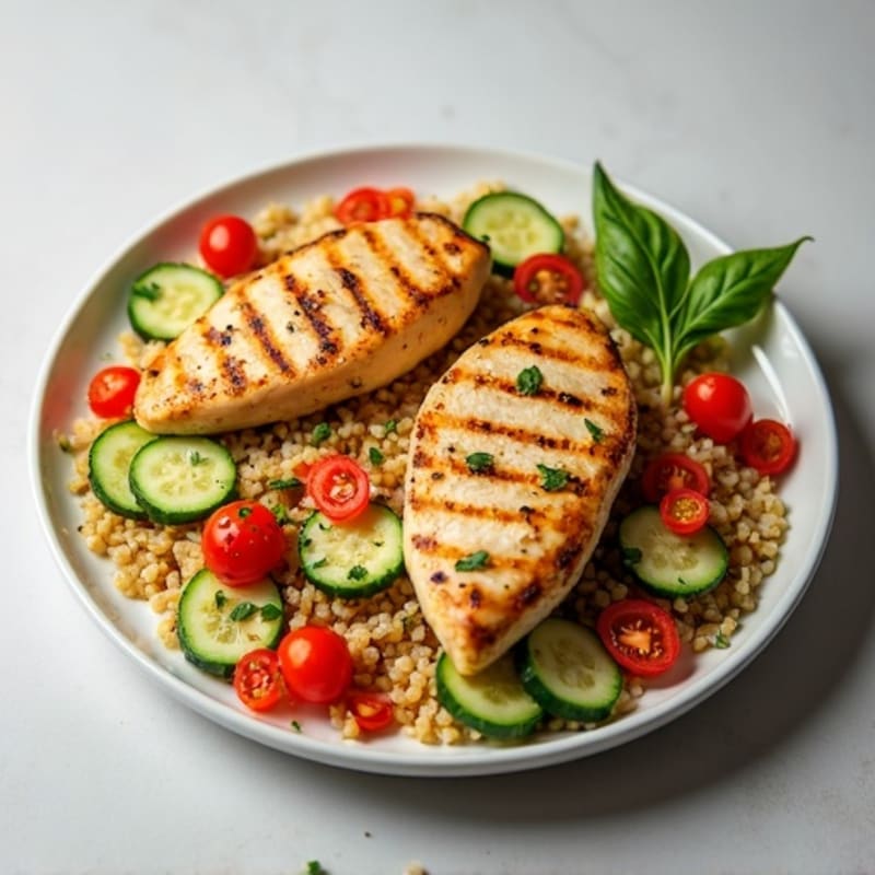 Grilled Chicken Breast with Crunchy Quinoa Salad
