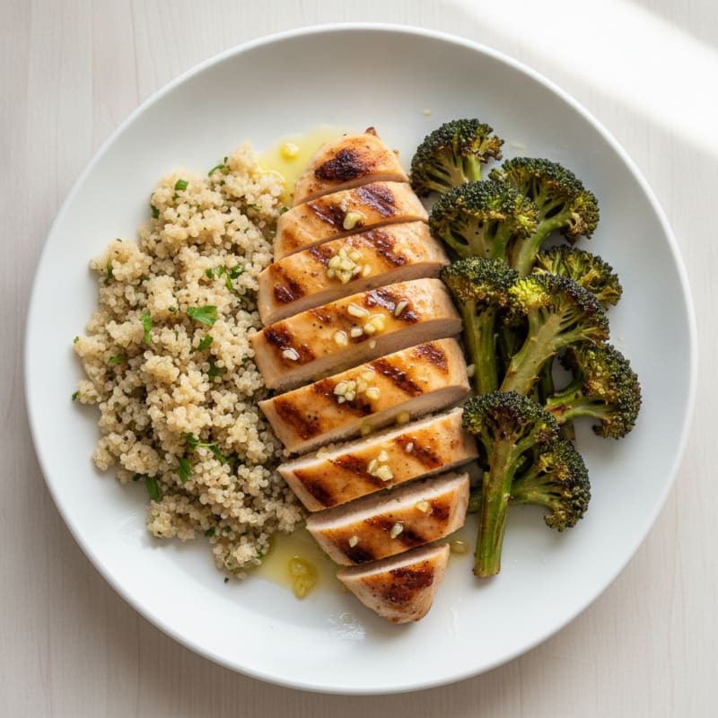 Grilled Chicken Breast with Roasted Broccoli and Quinoa