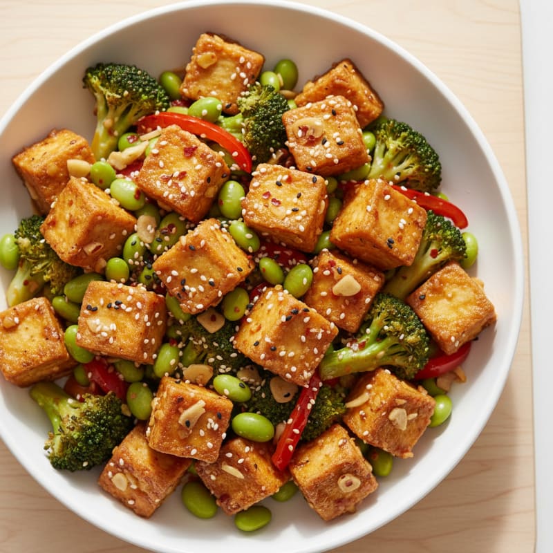Crispy Sesame-Ginger Tofu Stir-Fry