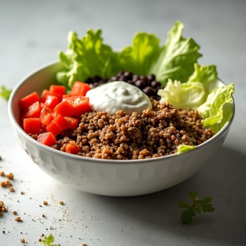 Lean Ground Beef Taco Bowl with Creamy Dill Yogurt Dressing