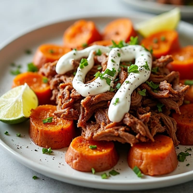 Smoky Pulled Pork with Loaded Sweet Potato Crisps