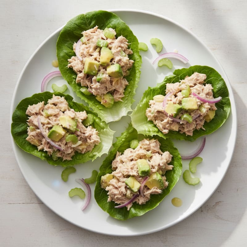 Tuna Salad Lettuce Wraps with Crunchy Veggies