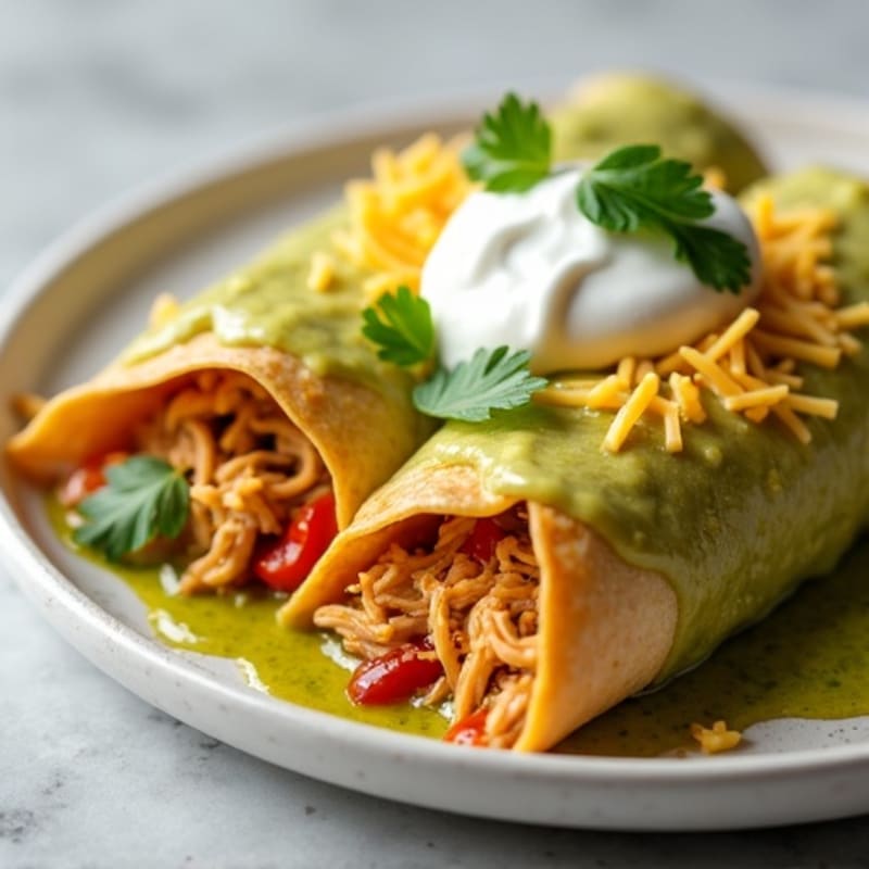 Salsa Verde Shredded Chicken Enchiladas