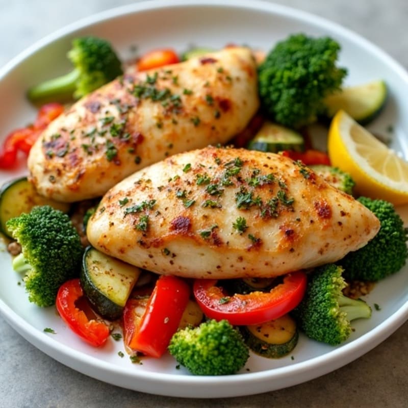 Sheet Pan Lemon Herb Roasted Chicken and Crispy Vegetables
