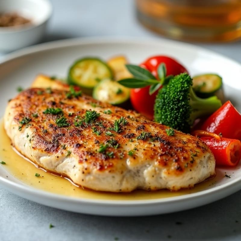 Herb-Crusted Pan Seared Chicken with Roasted Vegetables