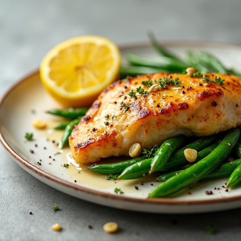 Lemon Garlic Pan Seared Chicken with Sautéed Green Beans