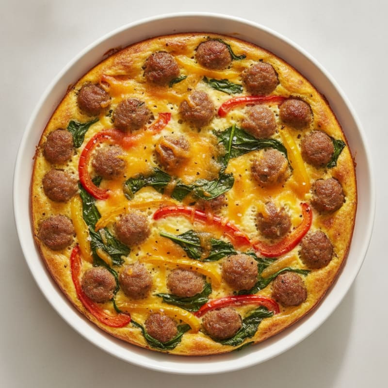 Cheesy Egg and Turkey Sausage Bake