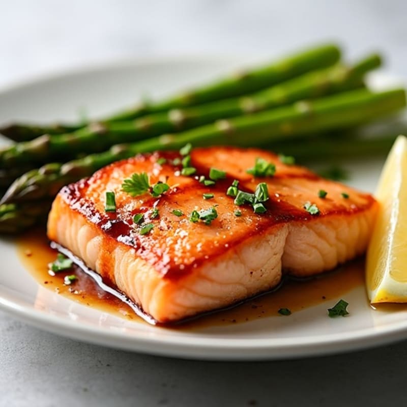 Baked Teriyaki Glazed Salmon with Roasted Asparagus