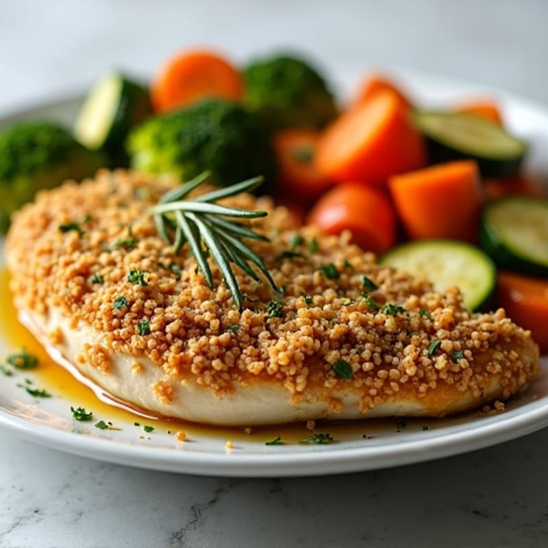 Herb-Crusted Pan Seared Chicken with Roasted Vegetables