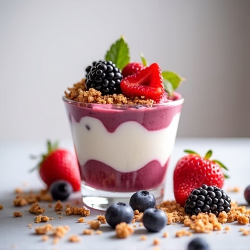 Greek Yogurt Protein Parfait with Mixed Berries and Whey Protein