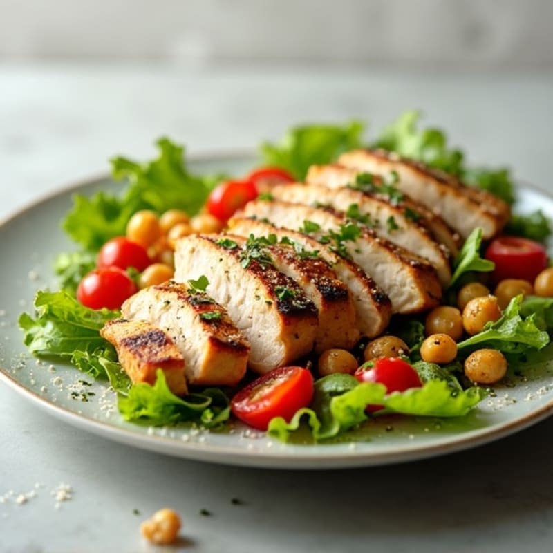 Herb-Grilled Chicken Caesar with Crispy Chickpea Croutons