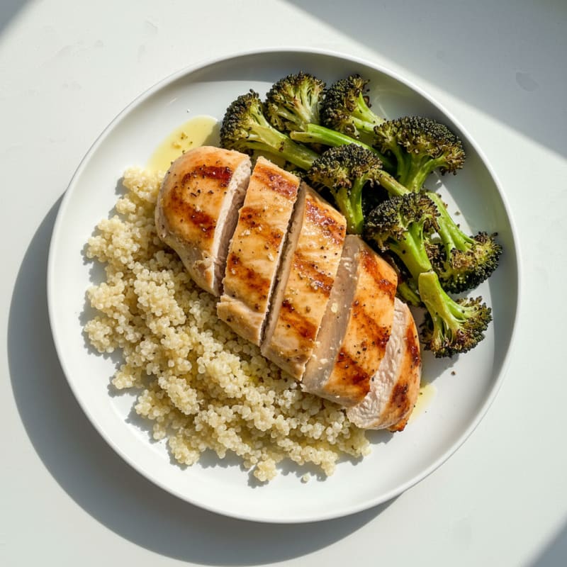 Grilled Chicken Breast with Roasted Broccoli and Quinoa