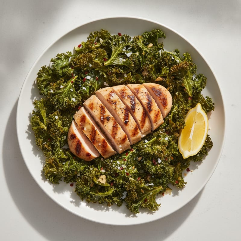 Roasted Leafy Greens with Grilled Chicken