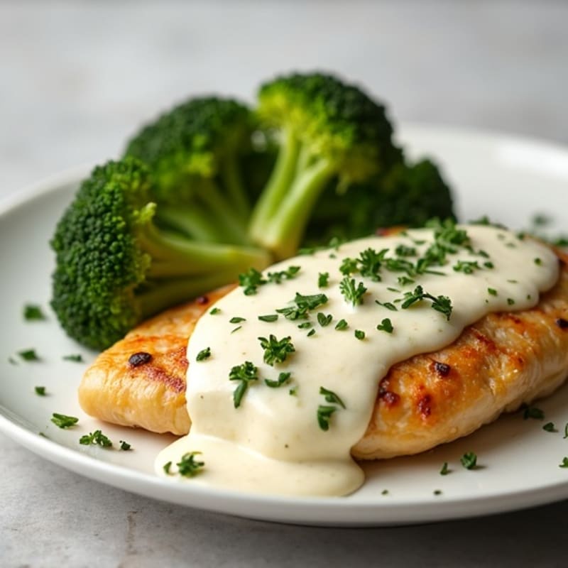 Creamy Garlic Chicken with Roasted Broccoli